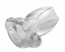 Master Series Gape Glory Clear Hollow Anal Plug for advanced exploration and playful visibility.