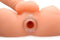 Close-up of a Master Series Peephole Clear Hollow Anal Plug showcasing its clear opening for visibility and liquid play.