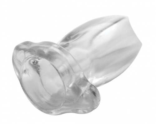 Clear hollow anal plug designed for beginners, perfect for exploration and liquid play.