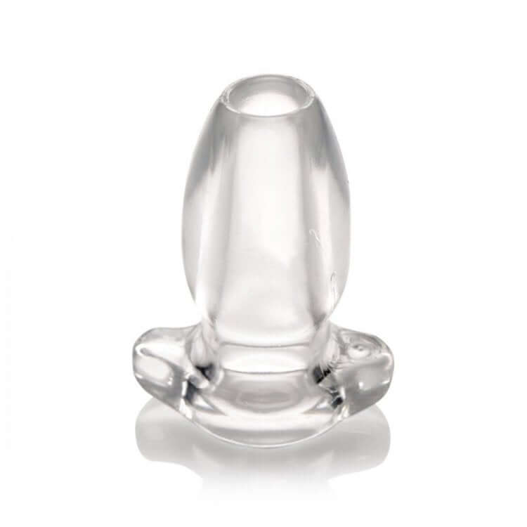 Master Series Clear Hollow Anal Plug for beginners with peephole for visibility and liquid play.