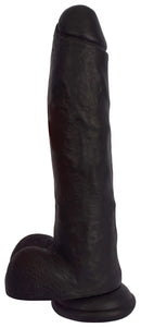 JOCK 11 Inch Dong with Balls Black features realistic design and strong suction cup base for hands-free use.