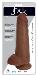 JOCK 12 Inch Dong with Balls Brown realistic dildo with lifelike details and strong suction cup for versatile use.