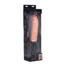 The Curved Dicktator 13 Mode Vibrating Giant Dildo Flesh in packaging, showcasing its realistic design and features.