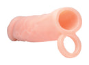 Size Matters 2 Inch Silicone Penis Extension Flesh with realistic texture and stretchy ring for secure fit.