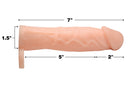 Size Matters 2 Inch Silicone Penis Extension Flesh with measurements 7x2x1.5 inches, pink color, lifelike design.