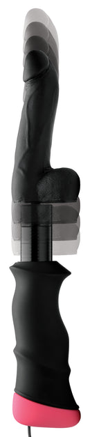 LoveBotz Mega-Pounder Handheld Thrusting Silicone Dildo showing flexible design and realistic detailing.