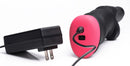 LoveBotz Mega-Pounder Handheld Thrusting Silicone Dildo with charger plug and cable.