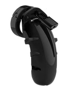 Electroshock Chastity Cock Cage E-Stimulation Black, a durable and lightweight polycarbonate chastity device.