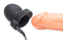 Zeus Lightning Hood E-Stim Penis Head Teaser Black connected to compatible device for electrical stimulation.