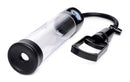 Size Matters Trigger Penis Pump with Pressure Gauge showing pressure gauge and squeeze-trigger handle for ergonomic use.