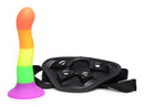 Strap U Proud Rainbow Silicone Dildo with Harness and adjustable strap-on harness for versatile pleasure.