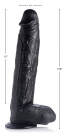 Master Cock Raging Rhino 17 Inch Veiny Dildo Black with 13.7 inch insertable length and 3.5 inch diameter for intense pleasure.