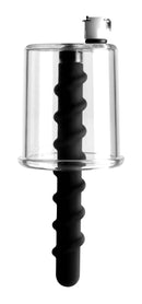 Rosebud Driller Cylinder with Silicone Swirl Insert showcasing an acrylic cylinder and a silicone shaft for anal stimulation.