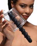 Rosebud Driller Cylinder with Silicone Swirl Insert in clear acrylic, featuring a black silicone swirled shaft.