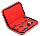 Master Series Deluxe Wartenberg Wheel Set with Travel Case displayed in a red carrying case.