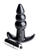 Frisky Ribbed Vibrating Butt Plug Black with removable vibrating bullet for enhanced pleasure.