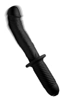 The Large Realistic 10X Silicone Vibrator with Handle featuring lifelike detail and textured grip for comfort.