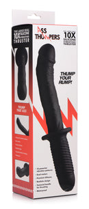 The Large Realistic 10X Silicone Vibrator with Handle featured on packaging with design details.