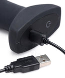 Close-up of the Swell Remote Control Inflatable Vibrating Silicone Anal Plug's USB charging connector.
