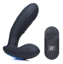 Alpha-Pro 7X P-Thump Tapping Prostate Stimulator Black with remote control, ergonomic design for targeted pleasure.