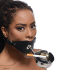 Master Series Ashtray Ball Gag Black used in a smoking fetish roleplay with a removable metal ashtray.