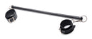 Strict Leather Wrapped Spreader Bar with Cuffs Black, featuring a sleek leather design for bondage play.