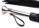 Strict Leather Flogger with Stainless Steel Handle showcasing the steel handle and black leather falls.