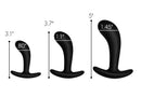 Image displaying Dark Delights 3 Piece Curved Anal Trainer Set sizes: 3.1", 3.7", and 5" for anal exploration.