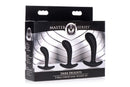 Dark Delights 3 Piece Curved Anal Trainer Set packaging featuring three graduated plugs for anal exploration.