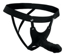 Size Matters Hollow Silicone Dildo Strap-On Black with hollow harness and stability straps for added length and girth.