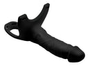Size Matters Hollow Silicone Dildo Strap-On Black designed for comfort and stability with a sleek, realistic look.