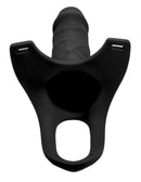 Size Matters Hollow Silicone Dildo Strap-On Black with ergonomic harness and hollow shaft for added length and girth.