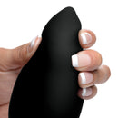 A hand holding The Taper 10X Silicone Remote Control Vibrating Butt Plug, showcasing its smooth, tapered design.