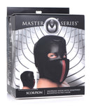 Scorpion Hood With Removable Blindfold and Face Mask packaging showing hood design and features for sensory control.