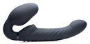 Ergo-Fit Twist Inflatable Vibrating Strapless Strap-On Black side view with swirled texture and ergonomic design.
