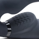 Ergo-Fit Twist Inflatable Vibrating Strapless Strap-On Black close-up showing textured surface and design details.