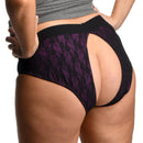 Lace Envy Crotchless Panty Harness 3XL displayed from the back, featuring a lace design and open rear for sensual appeal.
