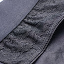 Strap U Lace Envy Black Crotchless Panty Harness L-XL close-up showcasing intricate lace detail and elastic waistband.
