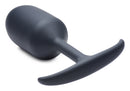 Heavy Hitters Premium Silicone Weighted Anal Plug XL Black with a tapered bulb and flexible base for comfort.