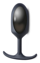 Heavy Hitters Premium Silicone Weighted Anal Plug XL Black, made of silicone with a tapered bulb and flexible base.
