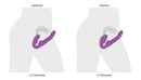 Strap U 10X G-Pulse Vibrating Strapless Strap-On Purple deflated and inflated size comparison on model.