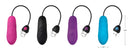 Bang 7X Pulsing Silicone Bullet Vibrator Purple in pink, black, purple, and blue with measurements.