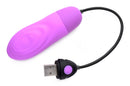 Bang 7X Pulsing Silicone Bullet Vibrator Purple with USB charging cable and soft silicone design.
