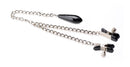 Master Series Titty Taunter Nipple Clamps with Weighted Bead featuring metal chain and rubber-tipped clamps.