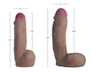 Loadz Dual Density Squirting Dildo 8 Inch Brown dimensions displayed with measurements noted.