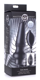 Master Series Ass-Pand Large Inflatable Silicone Anal Plug packaging showcasing premium body-safe silicone design.