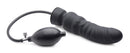 Master Series Dick-Spand Inflatable Silicone Dildo Black with hand bulb for adjustable girth.