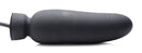 Master Series Dick-Spand Inflatable Silicone Dildo Black side view showing its sleek design and hand bulb attachment.