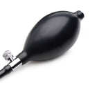 Master Series Dick-Spand Inflatable Silicone Dildo Black hand bulb for adjustable girth and comfort.