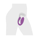 Inmi 7X Pulse Pro Clit Stimulating Vibrator Purple shown in anatomical position for pleasure and stimulation.